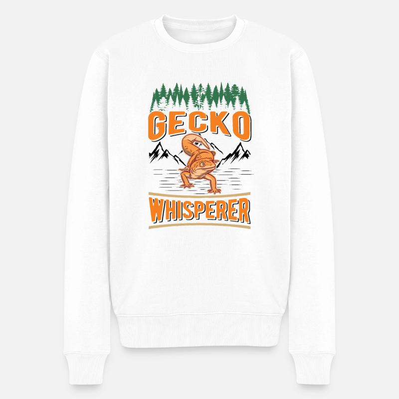 Geckoflüsterer Gecko Whisperer Leopardgecko - Männer Premium Bio Pullover - Weiß