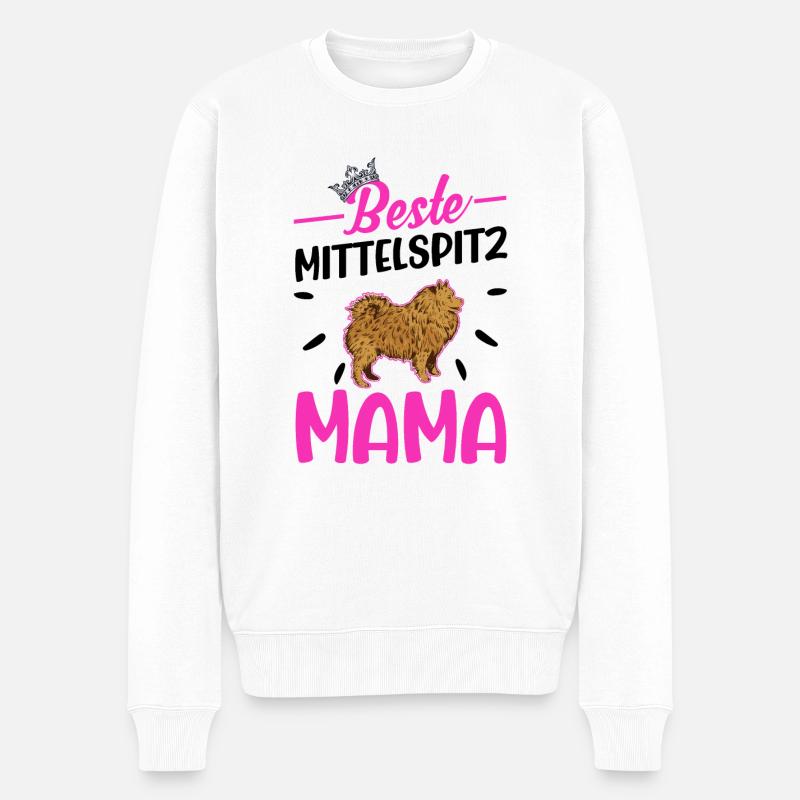 Beste Mittelspitz Mama - Männer Premium Bio Pullover - Weiß