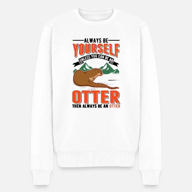 Otter Fischotter Seeotter - Männer Premium Bio Pullover - Weiß