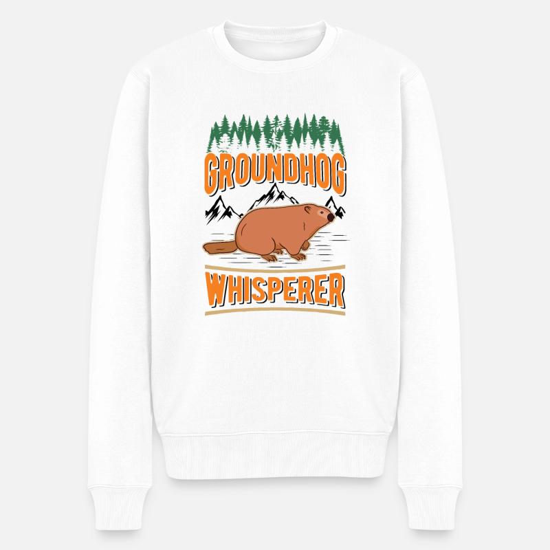 Murmeltier Flüsterer Groudhog Waldmurmeltier - Männer Premium Bio Pullover - Weiß