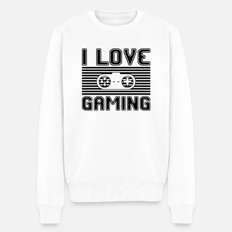I love gaming - Männer Premium Bio Pullover - Weiß