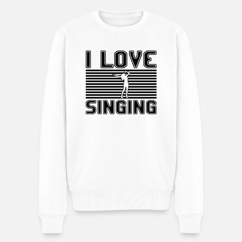 I love singing - Männer Premium Bio Pullover - Weiß