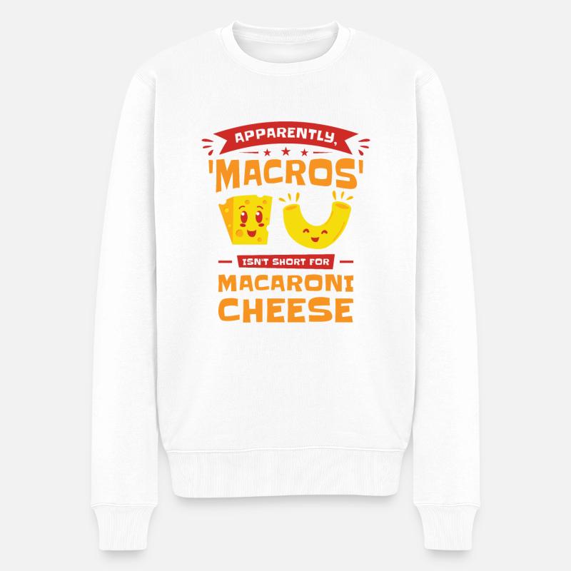 Keto Macros Diététicien Macaroni & Fromage - Pull Premium bio Homme - blanc