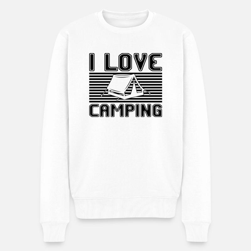 I love camping - Männer Premium Bio Pullover - Weiß
