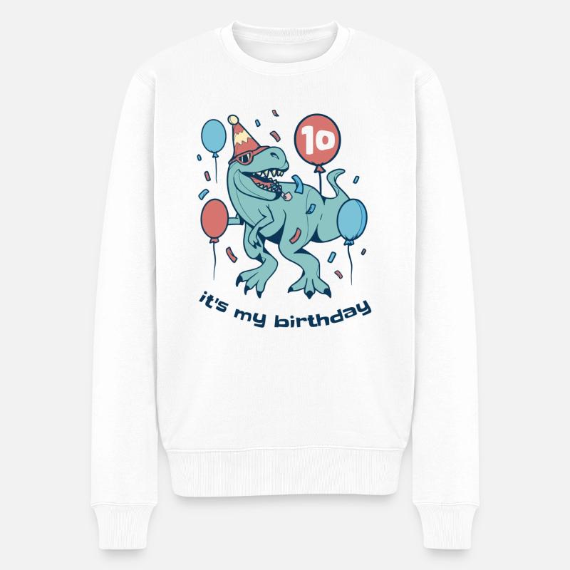 Its myBirthday Dino - Männer Premium Bio Pullover - Weiß