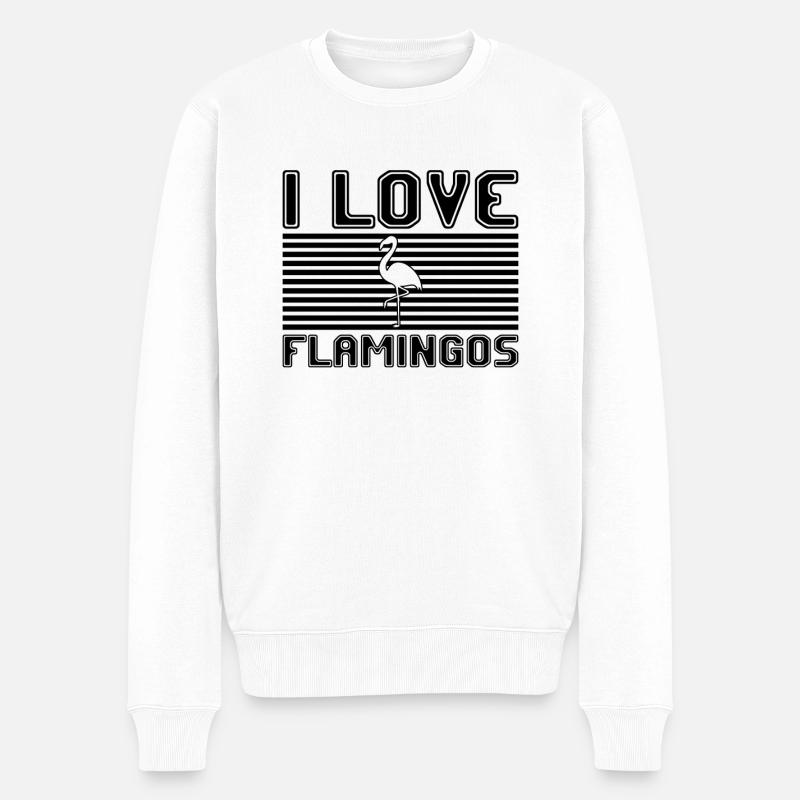 I love flamingos - Männer Premium Bio Pullover - Weiß