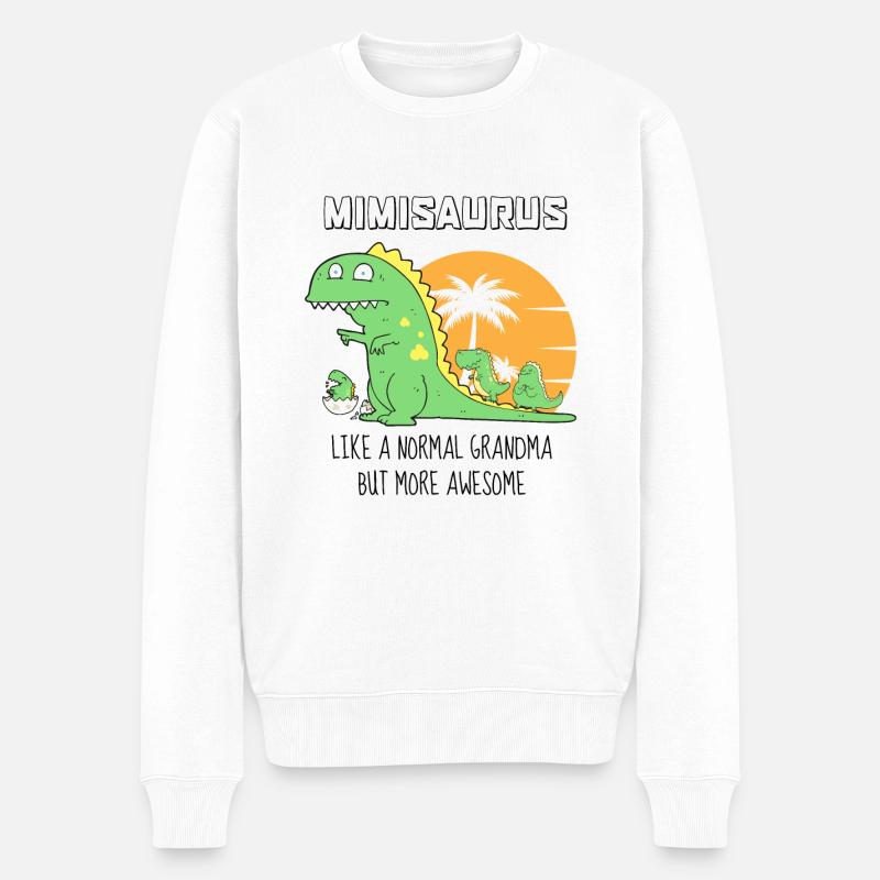 Mimisaurus wie eine normale Oma, aber noch großartiger - Männer Premium Bio Pullover - Weiß