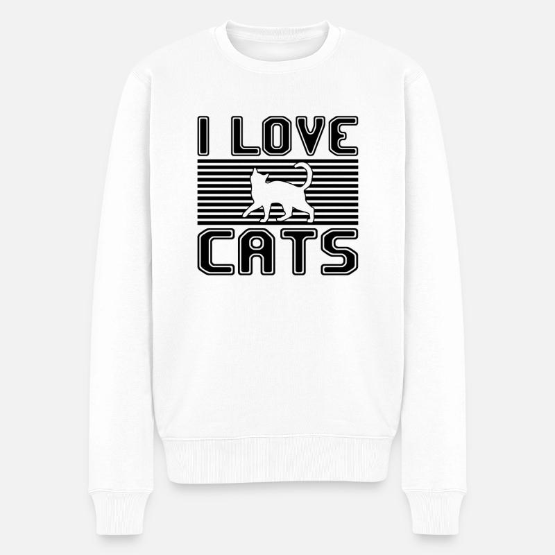 I love cats - Männer Premium Bio Pullover - Weiß