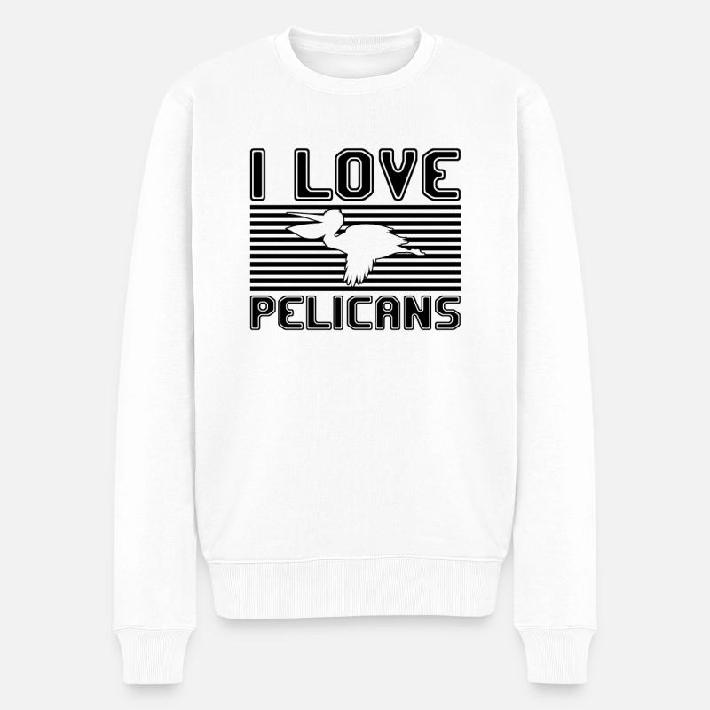 I love pelicans - Männer Premium Bio Pullover - Weiß
