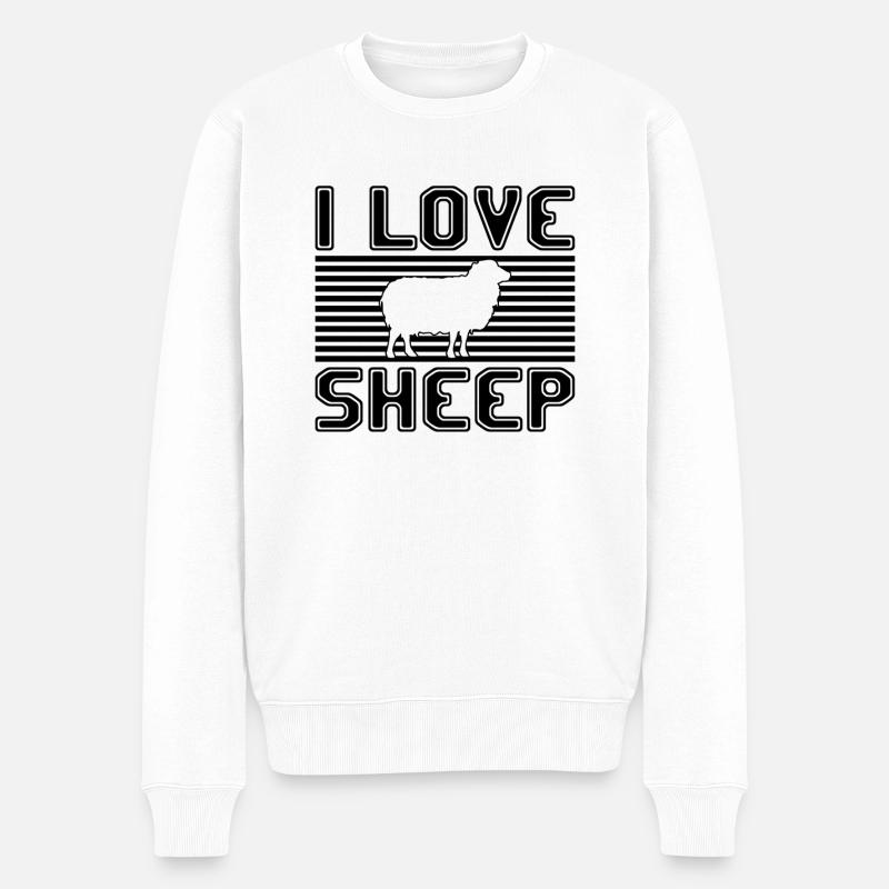 I love sheep - Männer Premium Bio Pullover - Weiß