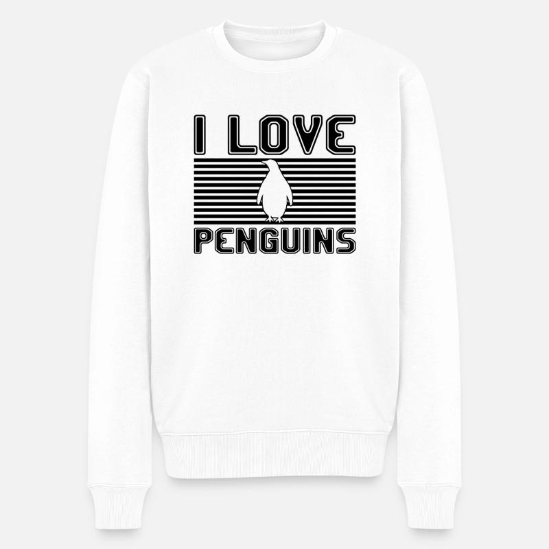 I love penguins - Männer Premium Bio Pullover - Weiß