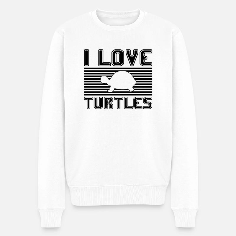 I love turtles - Männer Premium Bio Pullover - Weiß
