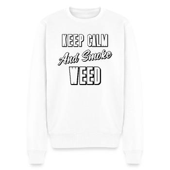 Keep Calm and Smoke Weed - Männer Premium Bio Pullover - Weiß - Vorne - Thijin (182cm)