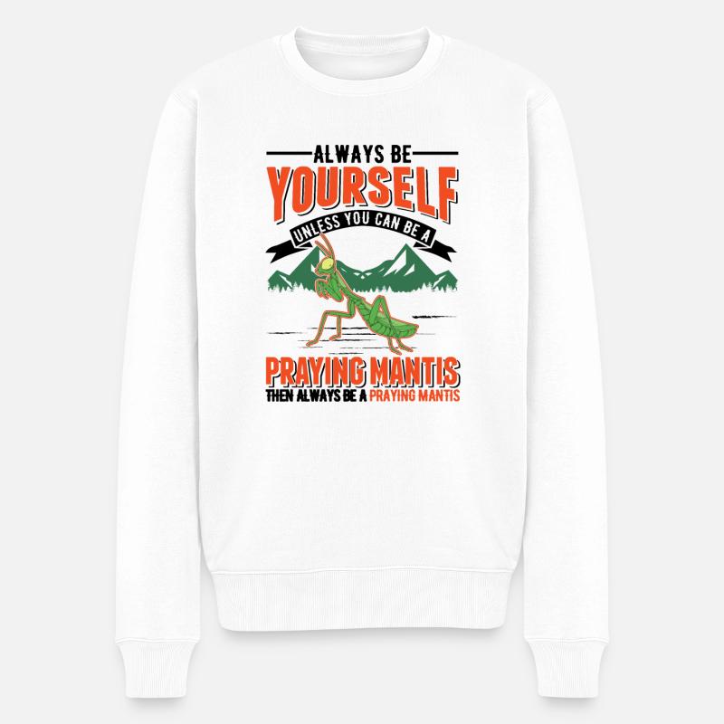 Gottesanbeterin Mantis Fangschrecke - Männer Premium Bio Pullover - Weiß