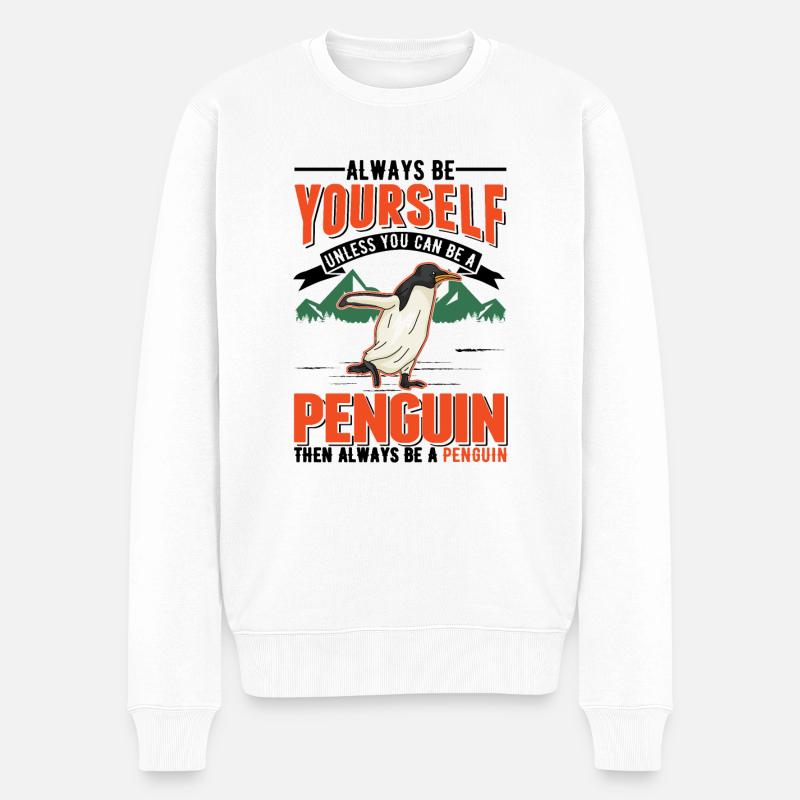 Pinguin Geschenk Penguin - Männer Premium Bio Pullover - Weiß