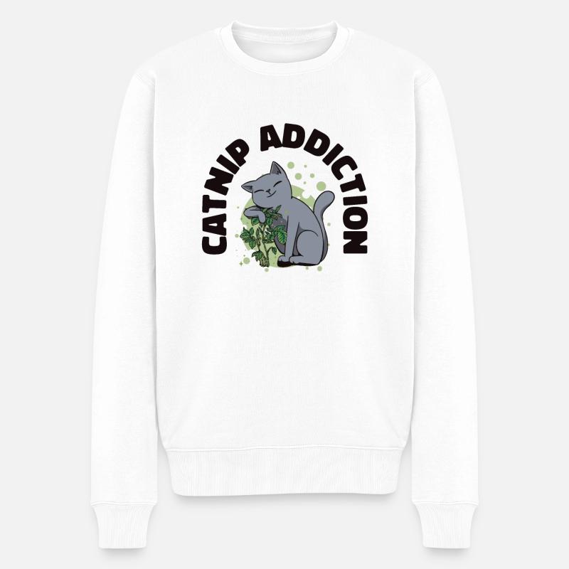 Katzenminze-Sucht Katzenbesitzer Haustier - Männer Premium Bio Pullover - Weiß