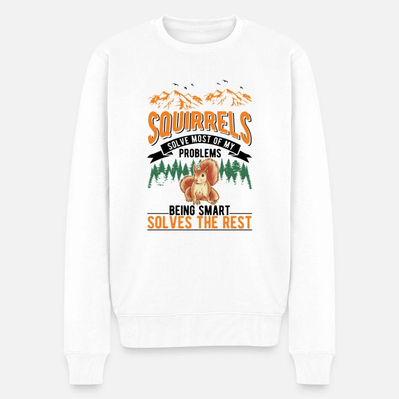 Eichhörnchen Geschenk Grauhörnchen Squirrel - Männer Premium Bio Pullover - Weiß