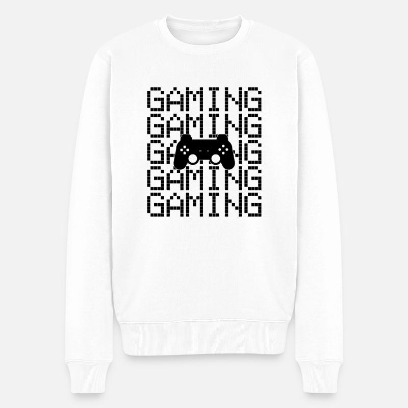 gaming gamer - Männer Premium Bio Pullover - Weiß