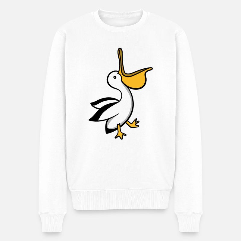 Süßer Pelikan - Männer Premium Bio Pullover - Weiß