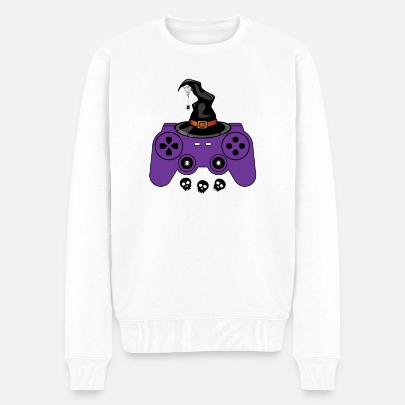 Halloween Controller Jeu vidéo Gamer - Pull Premium bio Homme - blanc