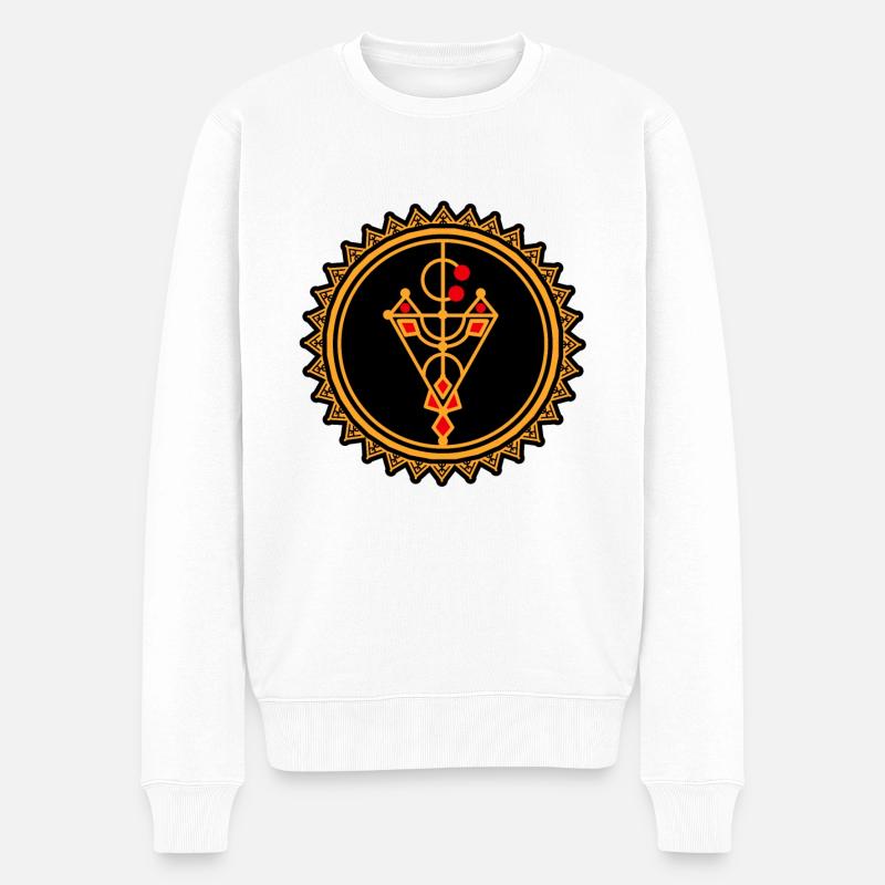 AMAZIGH KABYLE JUWEL - Männer Premium Bio Pullover - Weiß