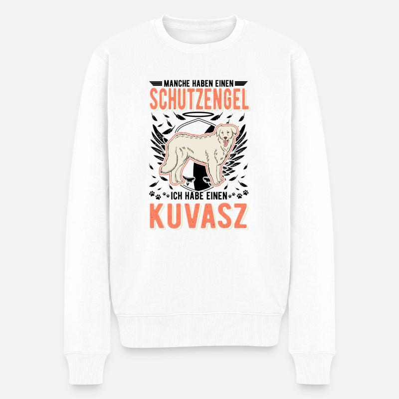 Kuvasz Schutzengel - Männer Premium Bio Pullover - Weiß