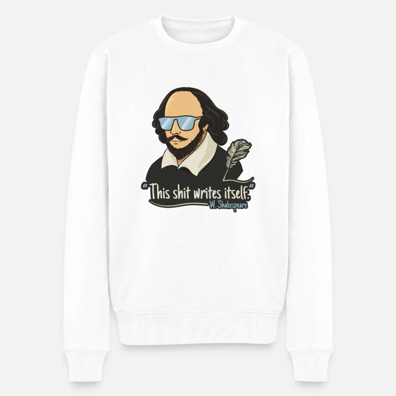 Drôle William Shakespeare Citation Design - Pull Premium bio Homme - blanc