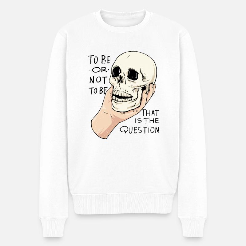Hamlet Zitat "Sein oder nicht sein" Design - Männer Premium Bio Pullover - Weiß