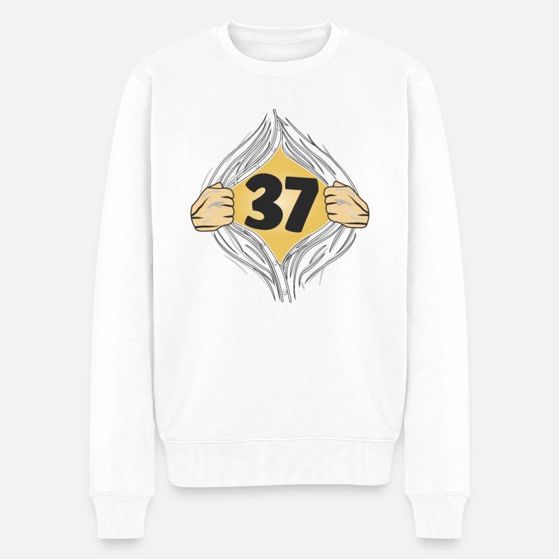 37 HEMD AUFZIEHEN - Männer Premium Bio Pullover - Weiß