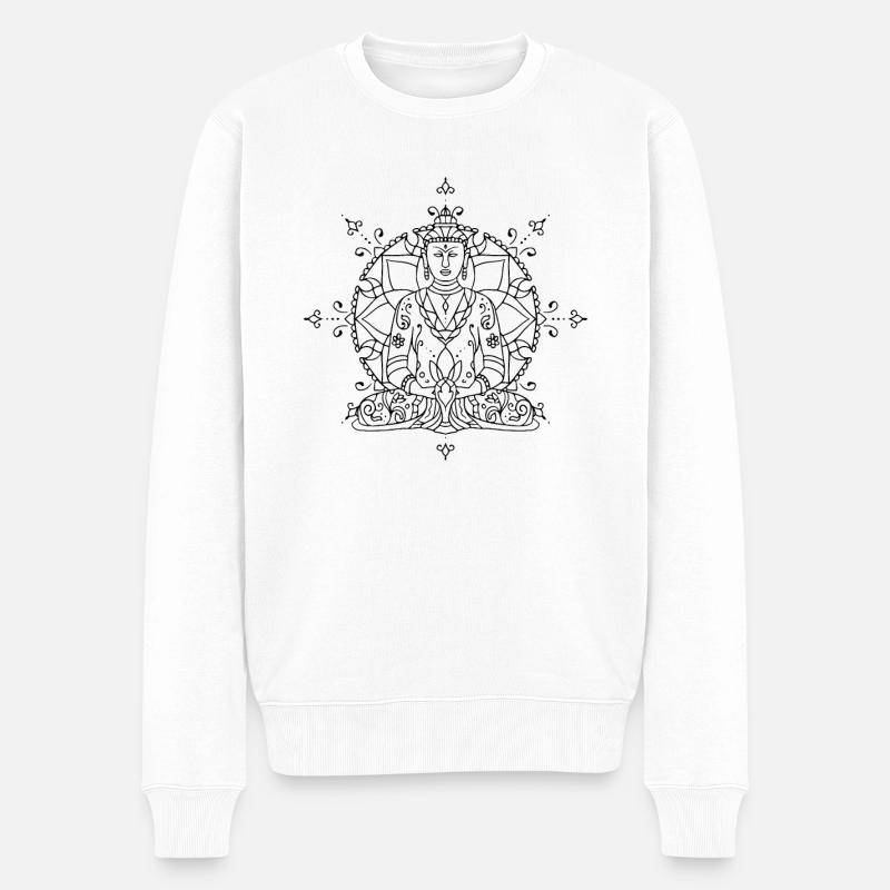 Yoga Mandala - Männer Premium Bio Pullover - Weiß
