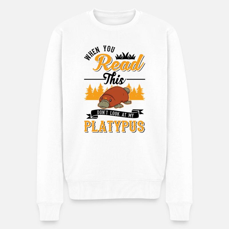 Schnabeltier Platypus - Männer Premium Bio Pullover - Weiß