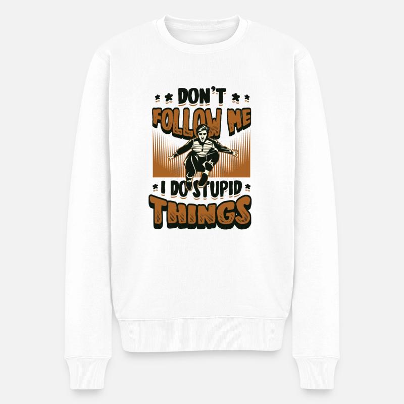 Ich mache dumme Dinge, Parkour, Free Running. - Männer Premium Bio Pullover - Weiß