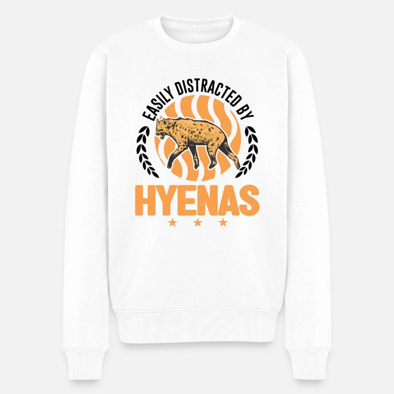 Easily distracted by Hyenas Erdwolf Hyäne - Männer Premium Bio Pullover - Weiß