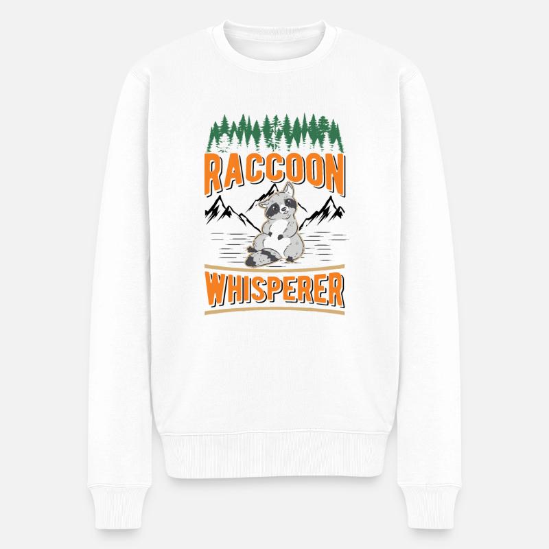 Waschbär Flüsterer Raccoon - Männer Premium Bio Pullover - Weiß