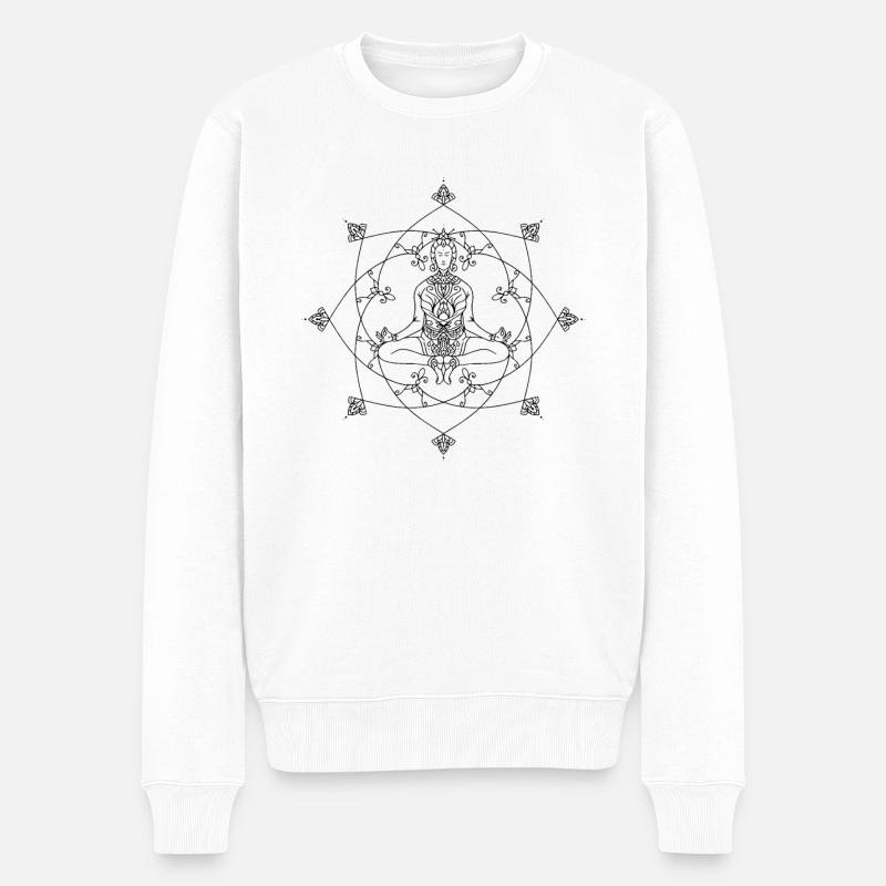 Yoga Mandala - Männer Premium Bio Pullover - Weiß