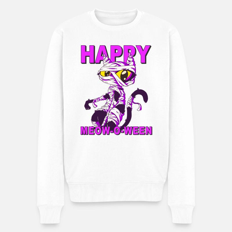 CHAT HAPPY MEOW-O-WEEN - Pull Premium bio Homme - blanc