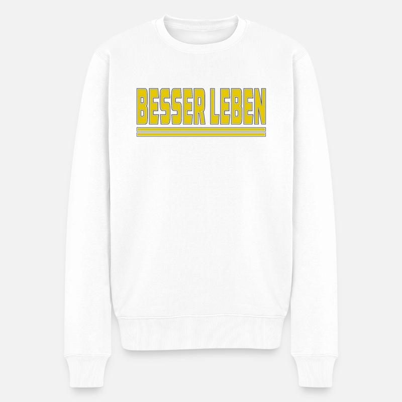 BESSER LEBEN - Männer Premium Bio Pullover - Weiß
