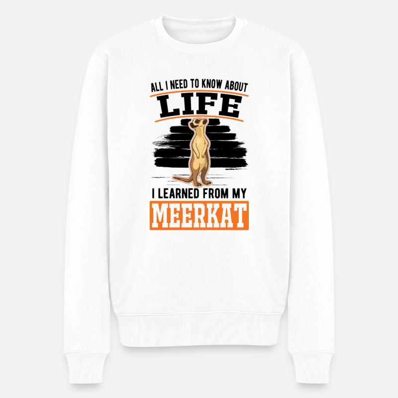 Erdmännchen Meerkat - Männer Premium Bio Pullover - Weiß