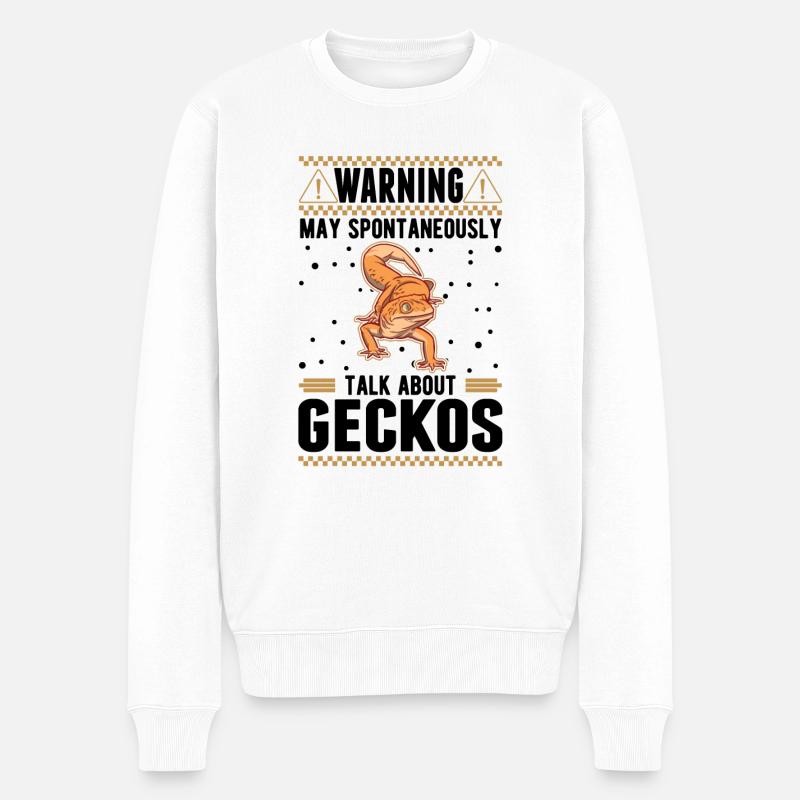 Gecko Geschenk Leopardgecko - Männer Premium Bio Pullover - Weiß
