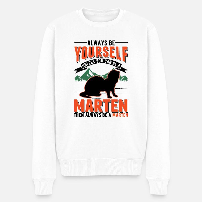 Always be yourself Marten Baummarder Marder - Männer Premium Bio Pullover - Weiß