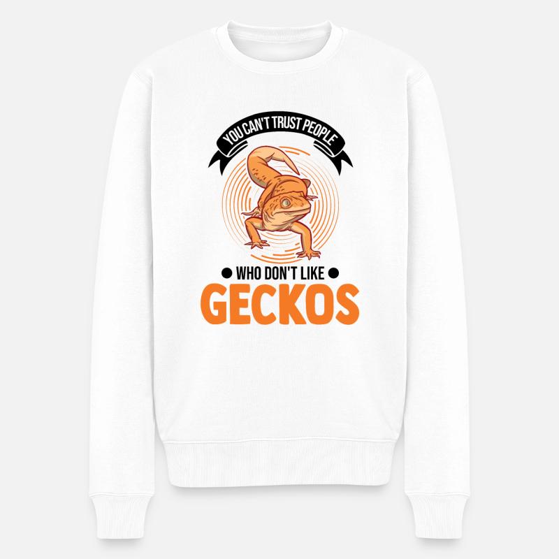 Gecko Geschenk Leopardgecko - Männer Premium Bio Pullover - Weiß