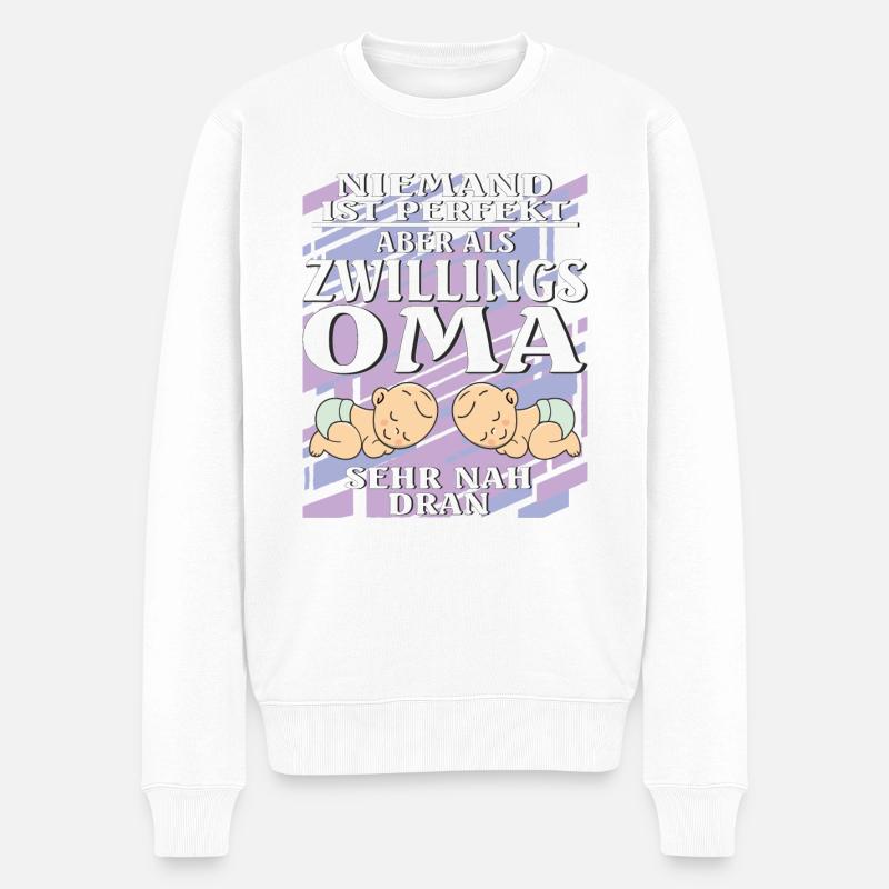 ZWILLINGS OMA - Männer Premium Bio Pullover - Weiß