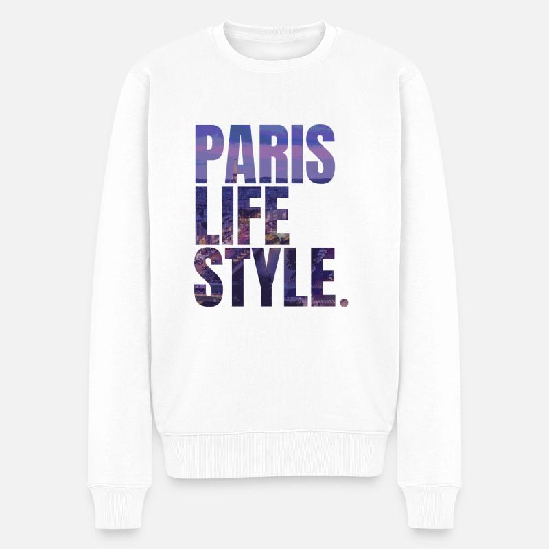 City Love - Paris Life Style - Männer Premium Bio Pullover - Weiß