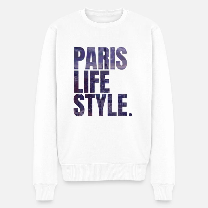 City Love - Paris Life Style - Männer Premium Bio Pullover - Weiß