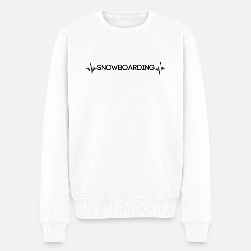 Snowboarding Herzschlag - Männer Premium Bio Pullover - Weiß