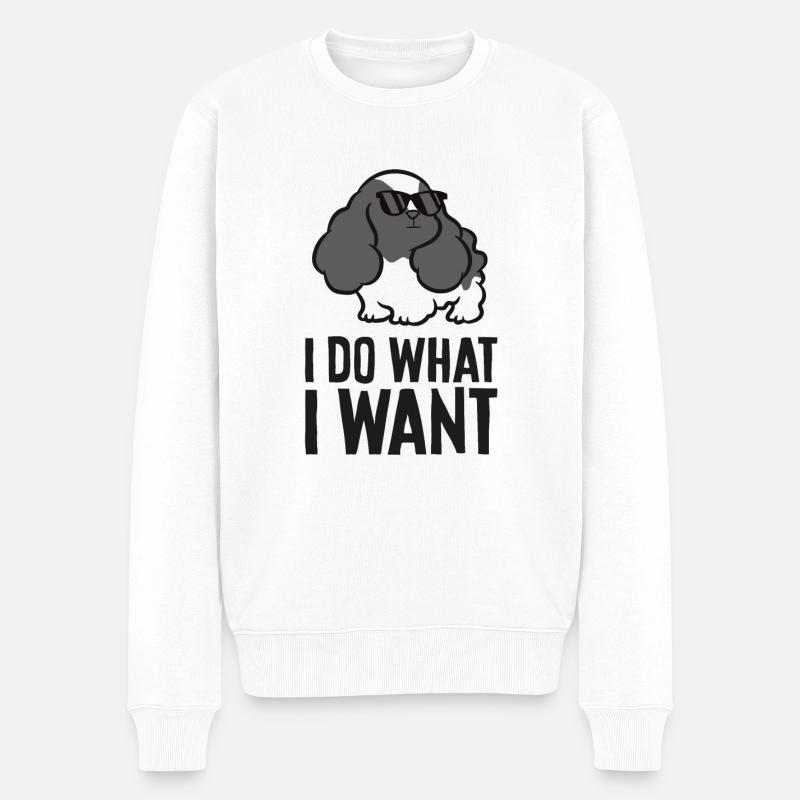 Cocker Spaniel Puppy Je fais ce que je veux Cocker - Pull Premium bio Homme - blanc