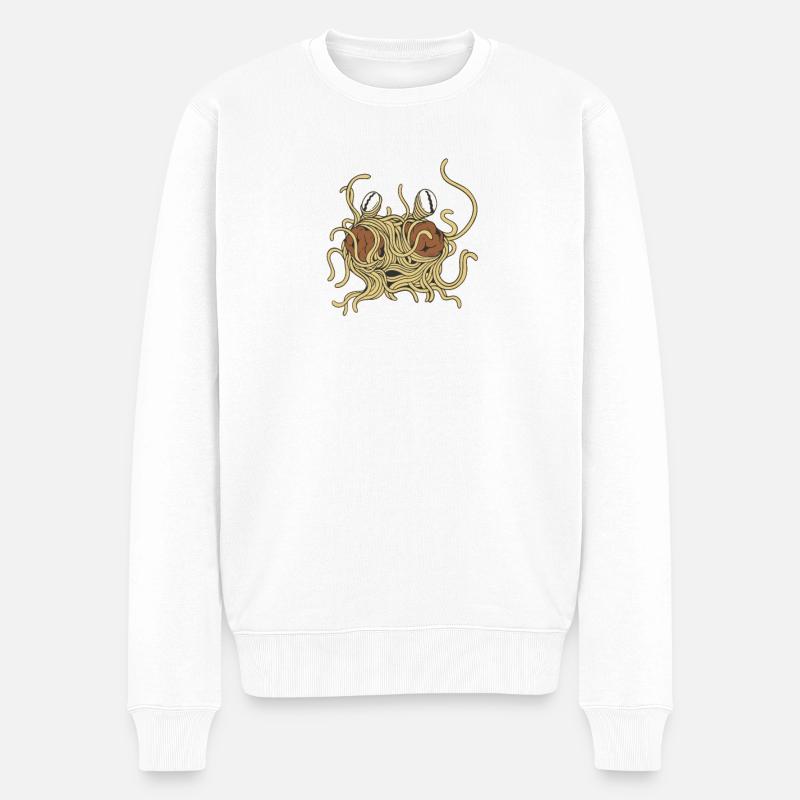 Spaghetti volant Monster Pastafari Pastafariani - Pull Premium bio Homme - blanc