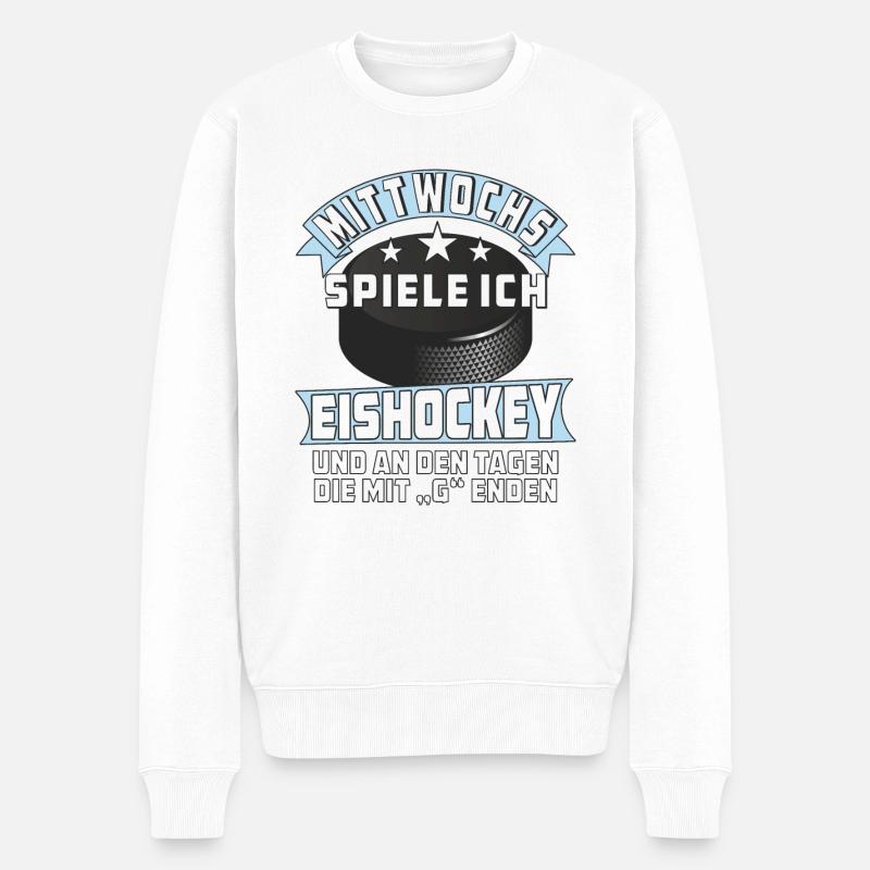 MITTWOCHS SPIELE ICH EISHOCKEY - Männer Premium Bio Pullover - Weiß