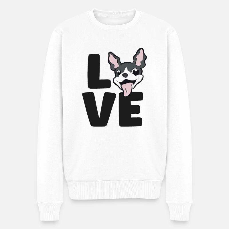 Boston Terrier Hund Liebe Boston Terrier - Männer Premium Bio Pullover - Weiß