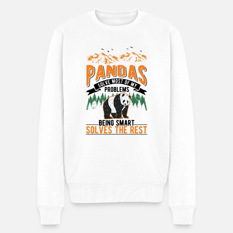 Panda Lover Panda Ours - Pull Premium bio Homme - blanc